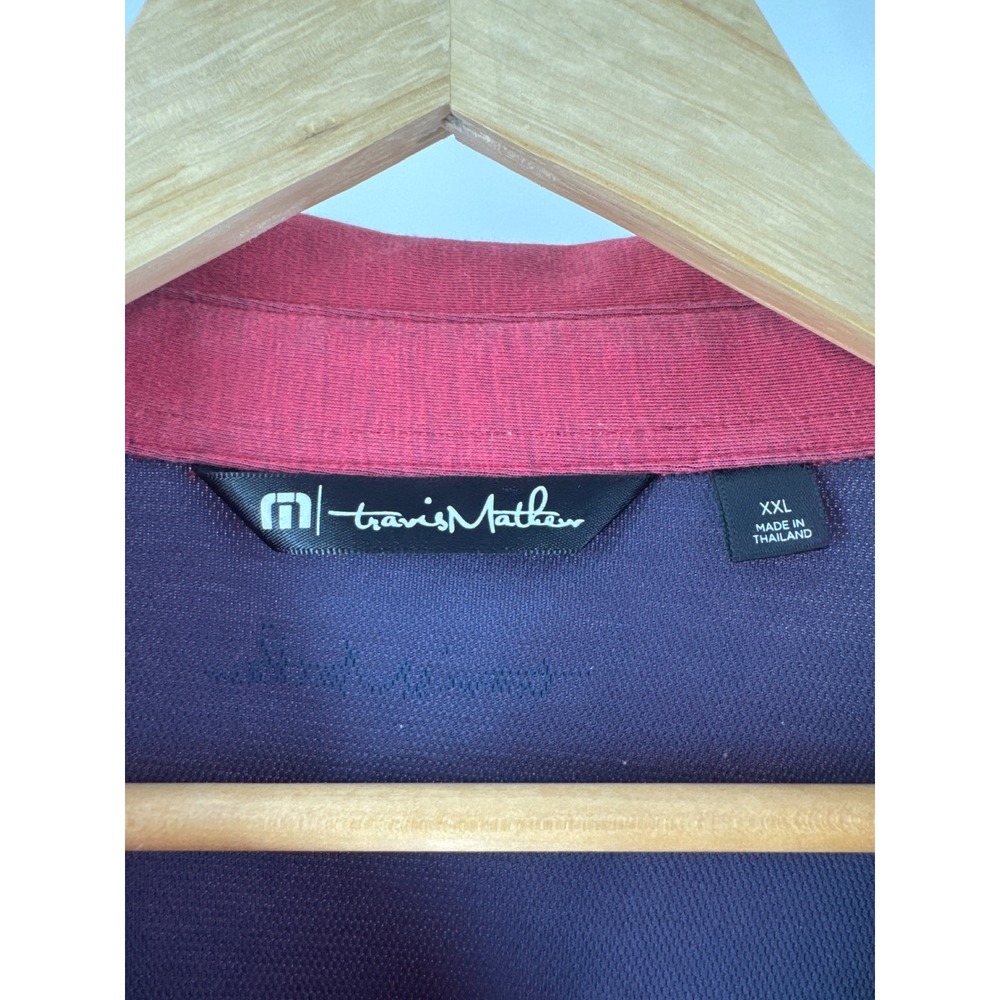 Travis Mathew Newcastle Crest Polo Shirt Mens XXL Red Golf Performance Logo - Picture 3 of 10